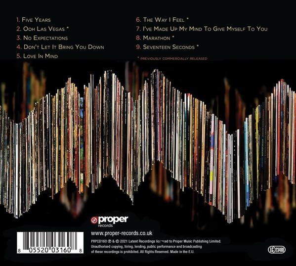 Album borítója a számlistával és a Proper Records logóval a lemezek halmazán.