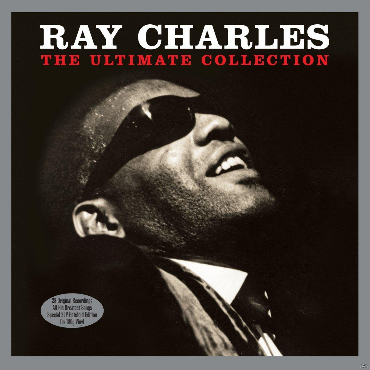 Ray Charles album borítója. Fekete-fehér portré. Szöveg: Ray Charles, The Ultimate Collection.