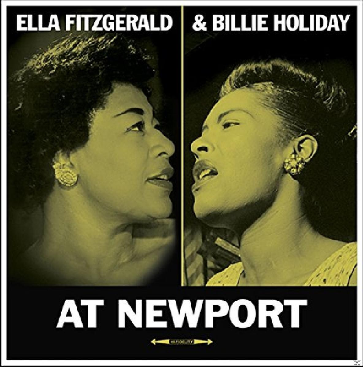Album borító Ella Fitzgeralddal és Billie Holiday-jel egymás mellett. Cím: At Newport.