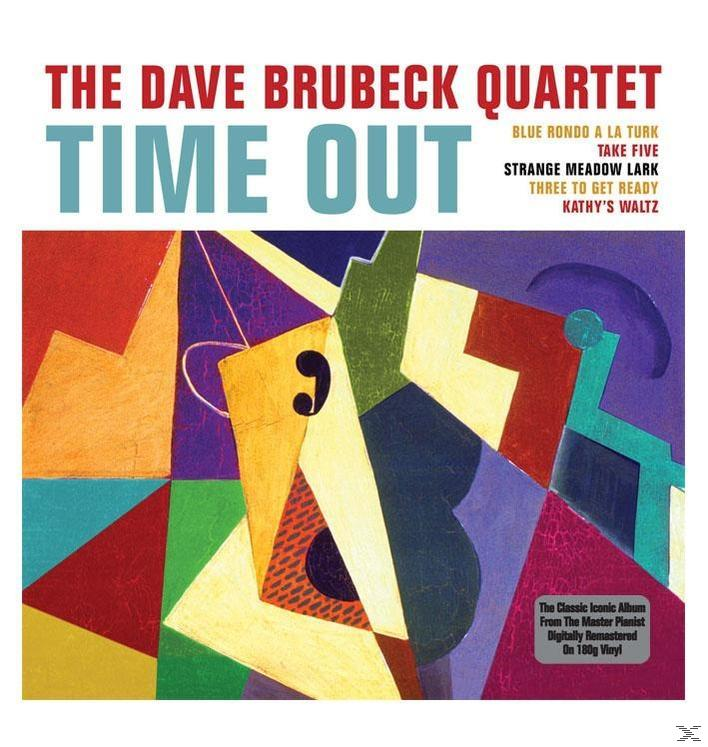 The Dave Brubeck Quartet album borítója. Cím: Time Out. Színes absztrakt dizájn. Fehér háttér.
