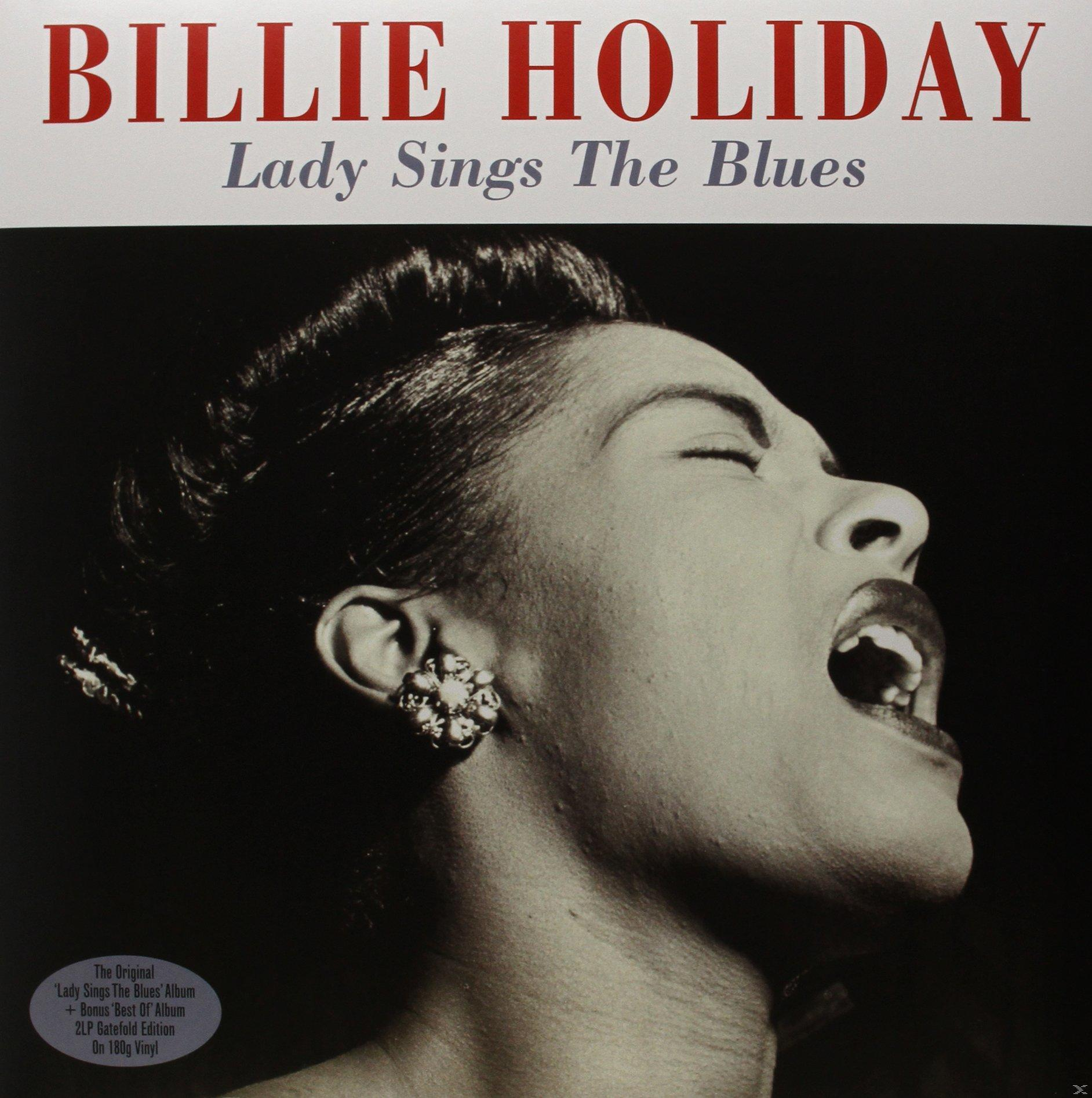 Billie Holiday "Lady Sings The Blues" album borítója, fekete-fehér fotó.