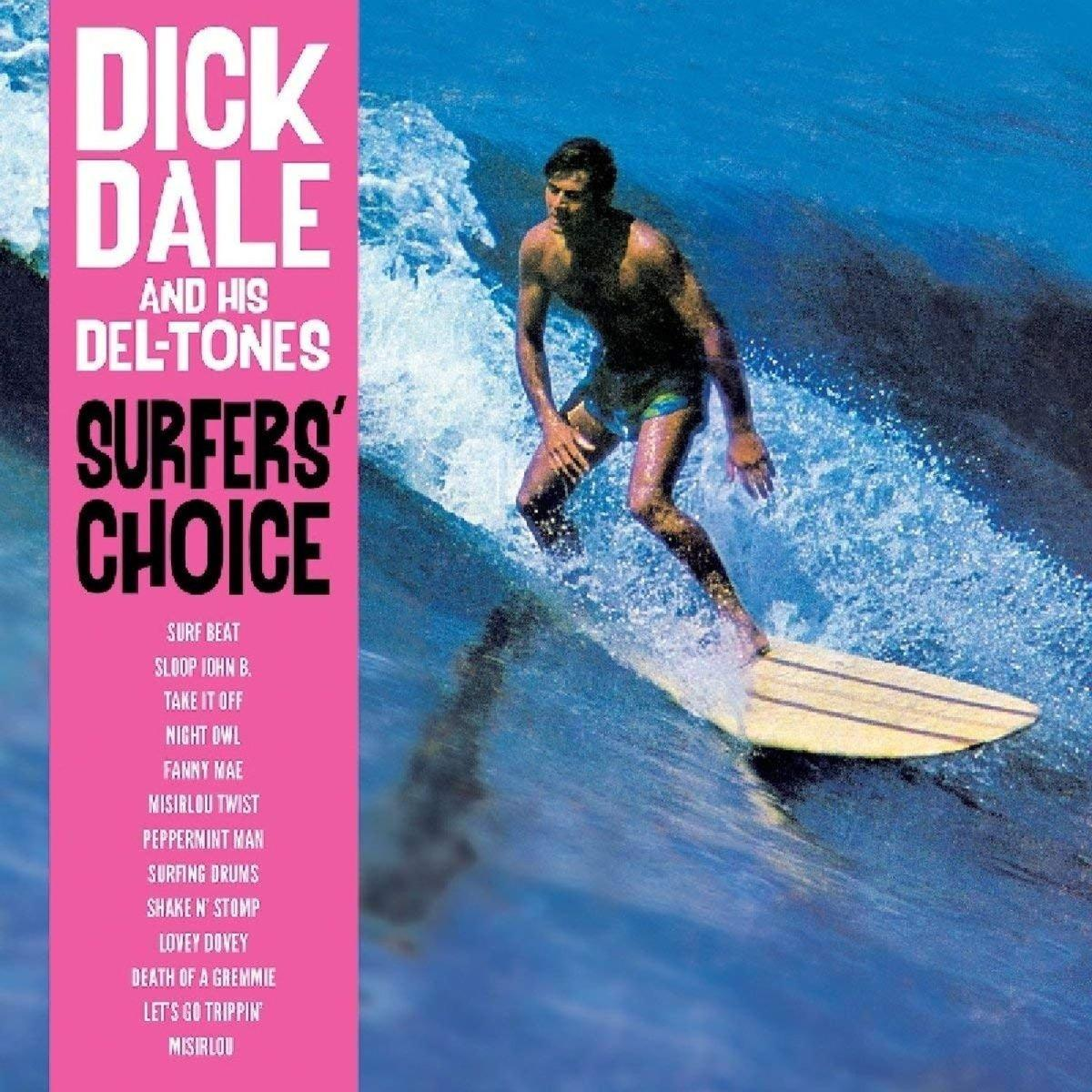 Album borító: szörfös a hullámon, Dick Dale címmel. A szöveg dalokat sorol fel.