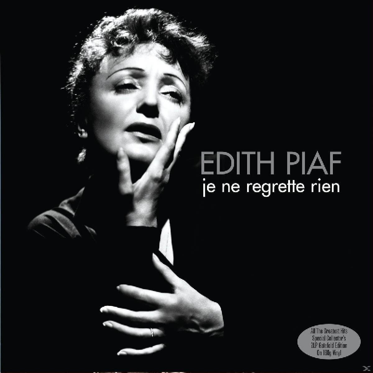 Album borító. Edith Piaf, fekete-fehér fotó. A cím 'Je ne regrette rien'.