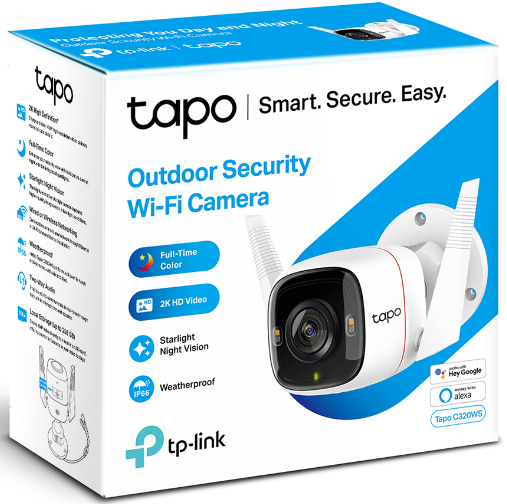 TAPO Smart beveiligingscamera voor buiten Wi-Fi Wit (TAPO-C320WS)