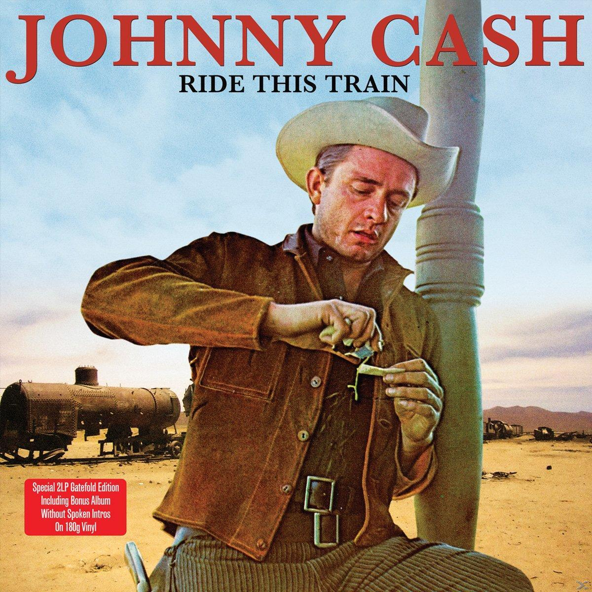 Johnny Cash egy album borítóján, cowboy kalapban. A cím: 'Ride This Train'.