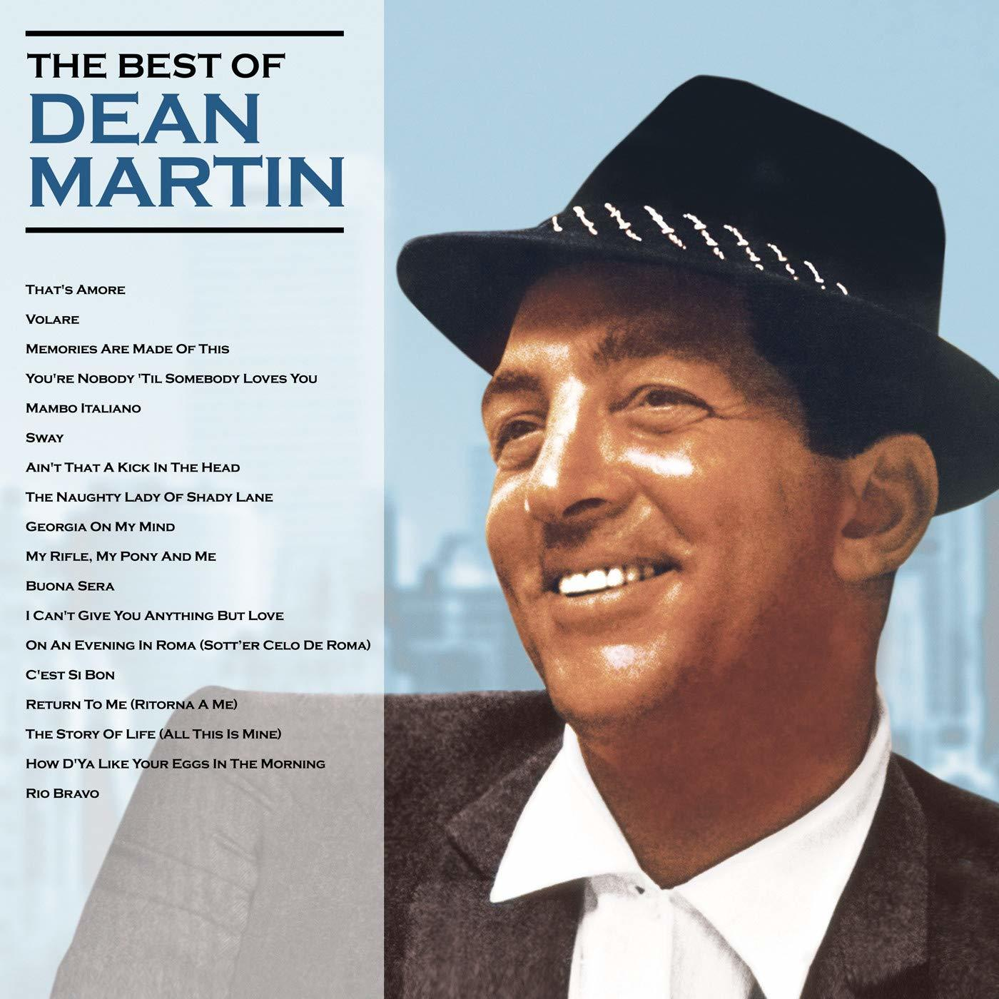 Dean Martin album borítója. Mosolyog, kalapot visel. A bal oldalon a dalok címei.
