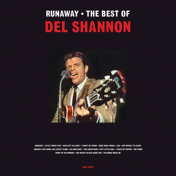 Del Shannon album borítója, énekel, gitárral. Szöveg felül és alul.