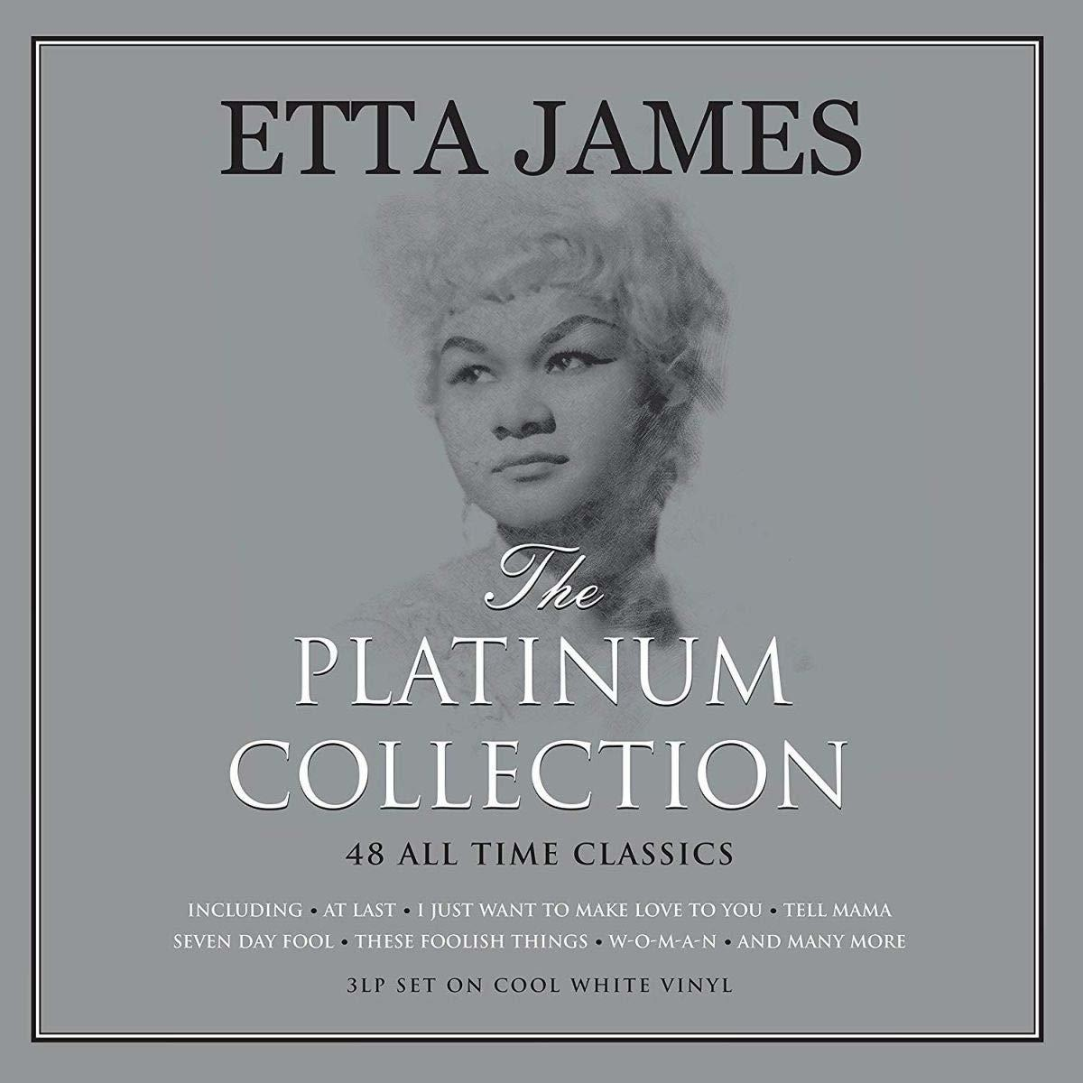 Etta James albumborítója, fekete-fehér fotóval, a 'The Platinum Collection' felirattal.