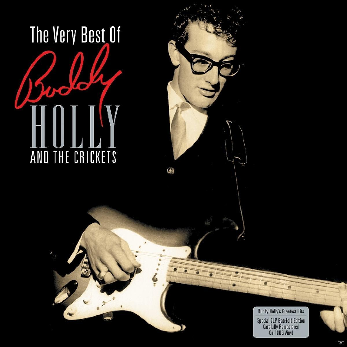 Album borító: Buddy Holly gitárral. A szöveg a 'The Very Best Of'.