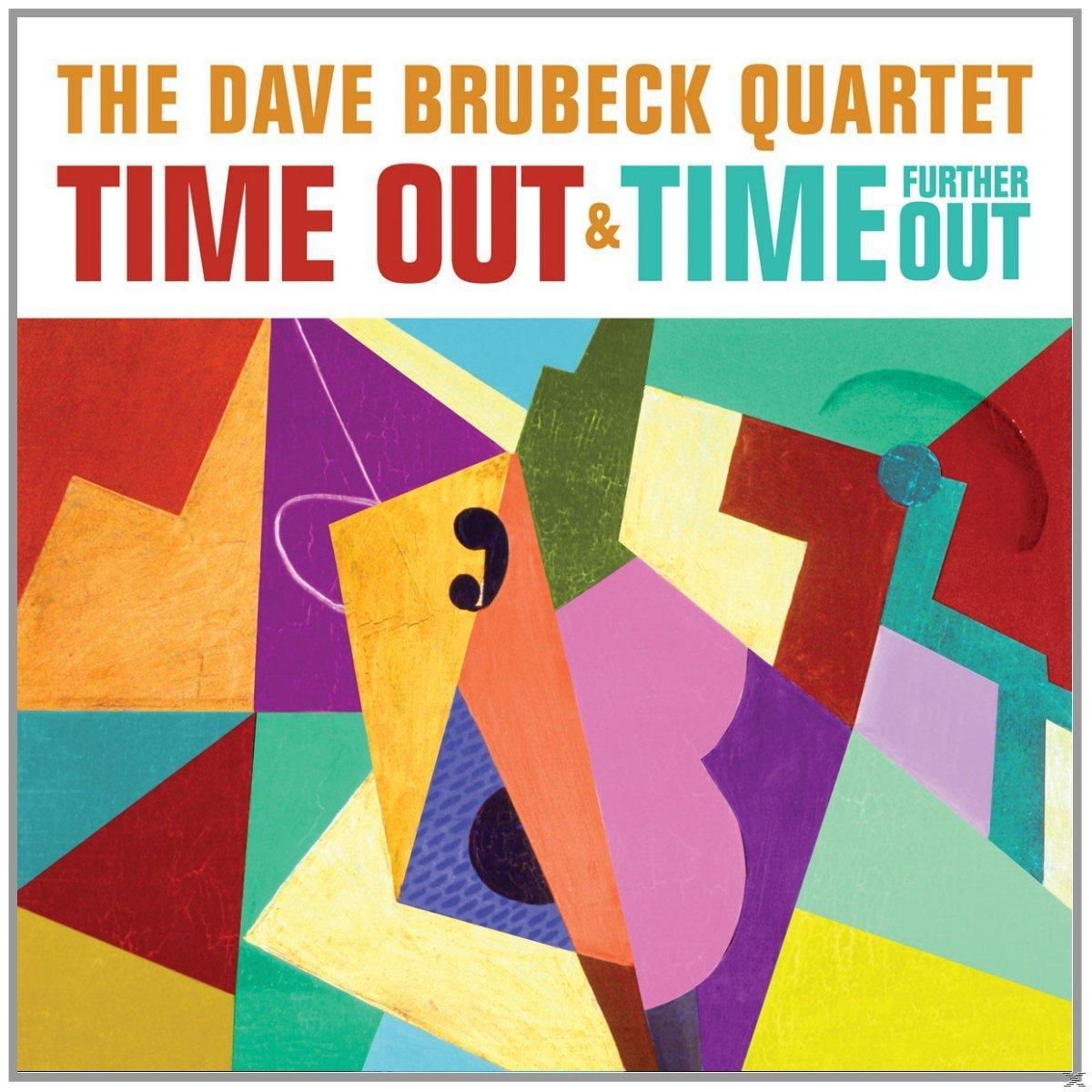 Album borító, absztrakt design színes formákkal és szöveggel: The Dave Brubeck Quartet - Time Out & Time Out Further.