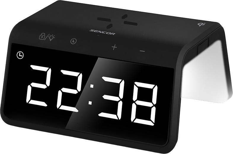 SENCOR Digitális ébresztőóra, vezeték nélküli gyorstöltő funkcióval Qi, fekete (SDC 7900 Qi)