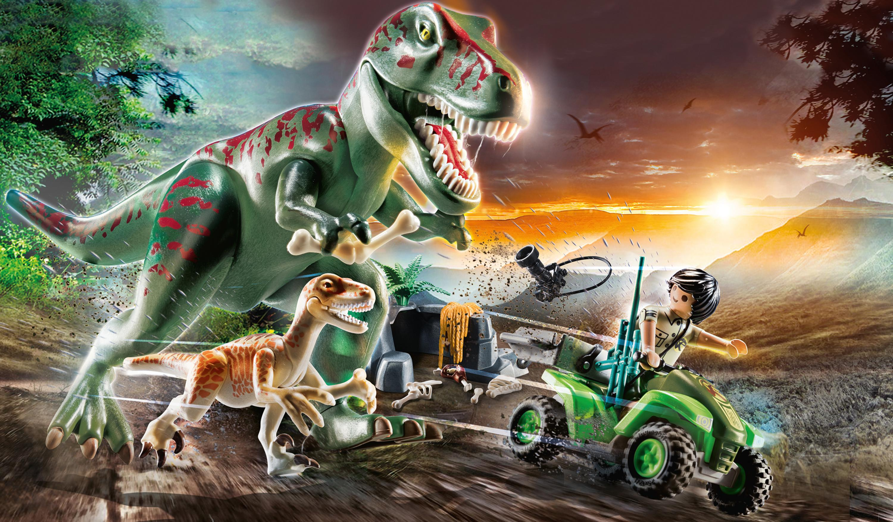 PLAYMOBIL 71183 T-Rex Angriff Spielset, Mehrfarbig