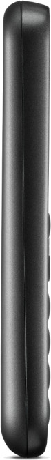 Black phone, side view, with buttons along the edge.