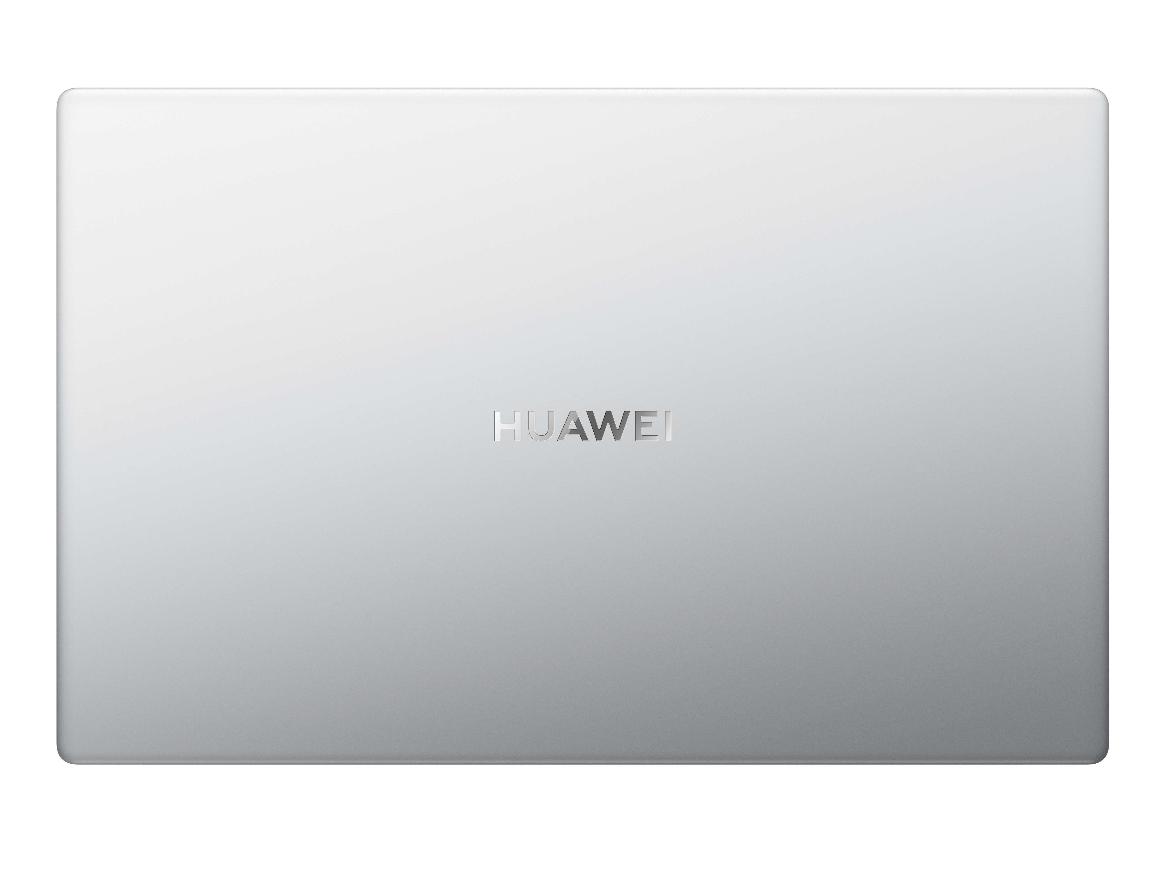 Ordenador portátil plateado con el logotipo de HUAWEI. El portátil está cerrado.