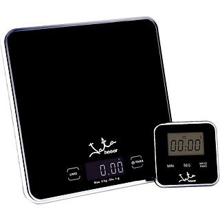 Balanza de cocina - Jata 730 Jamaica, Temporizador Con Alarma Incluido, Carga Máxima 5 kg, Negro