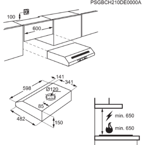 ZANUSSI Onderbouwdampkap D (ZHT631X)