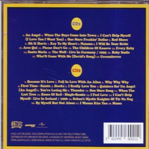 CD-Hülle hinten mit zwei CDs. Titellisten sind auf blauem Hintergrund gedruckt.