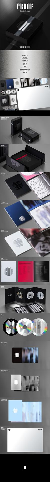 Függőleges kollázs a BTS "PROOF" album képeiből. Fekete-fehér téma.