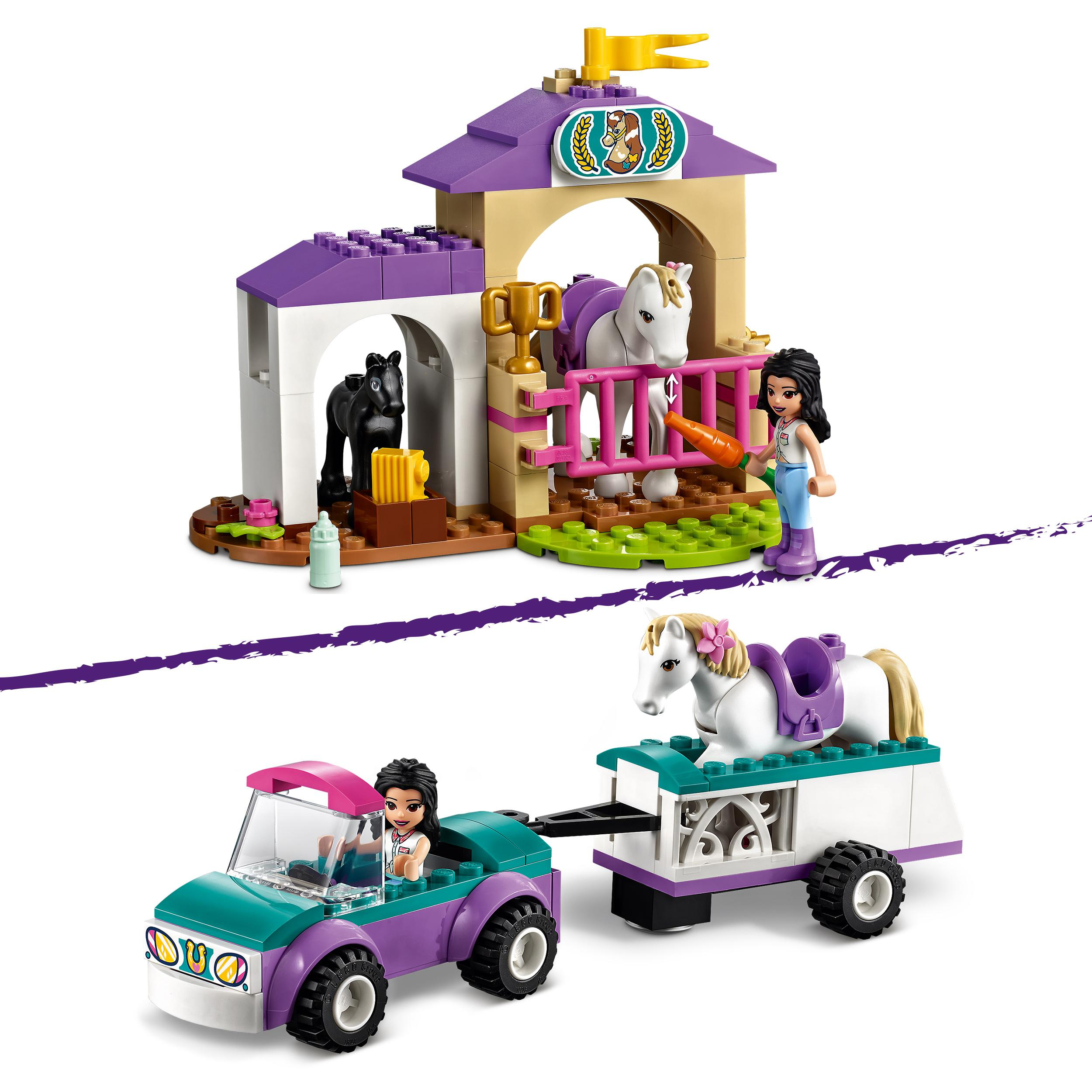 LEGO Friends 41441 Trainingskoppel und Pferdeanhänger Bausatz, Mehrfarbig
