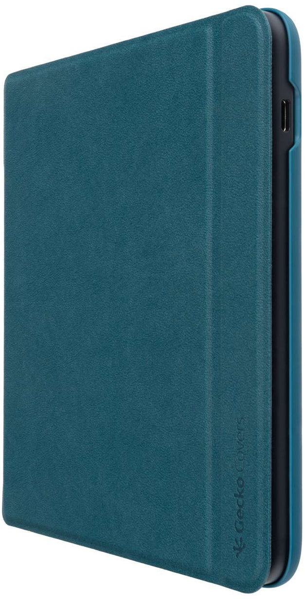 Teal tablet cover with a black border. The cover is closed and shows a Gecko Covers logo.