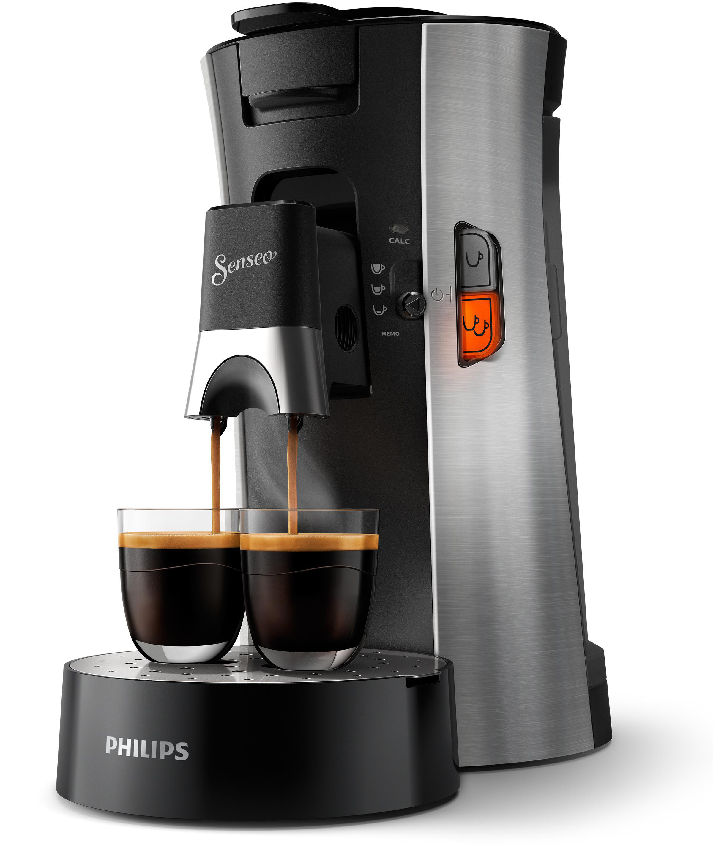 PHILIPS SENSEO® Memo-Funktion, Wassertank, mit Select Kaffeestärkewahl Padmaschine, CSA250/10 Metall 0.9L und