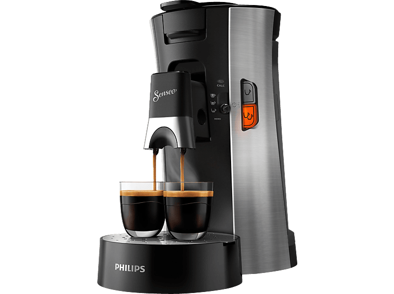 PHILIPS SENSEO® CSA250/10 Select mit Memo-Funktion, und Kaffeestärkewahl Metall 0.9L Wassertank, Padmaschine