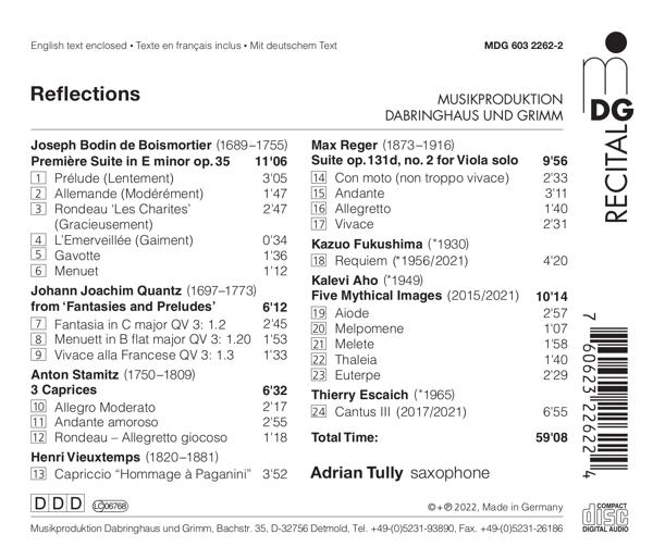 Adrian Tully - Reflections Saxophon Solo  - (CD)