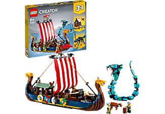 LEGO Creator 31132 Wikingerschiff mit Midgardschlange Bausatz, Mehrfarbig