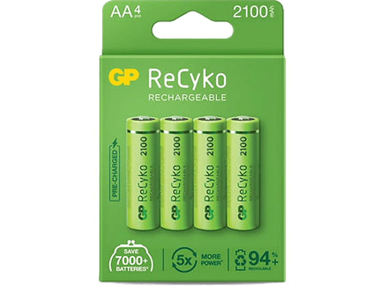 GP Batteries Oplaadbare Aa-batterijen Recyko 2100 Mah 4 Stuks (gp210aahceah-2agbw4)