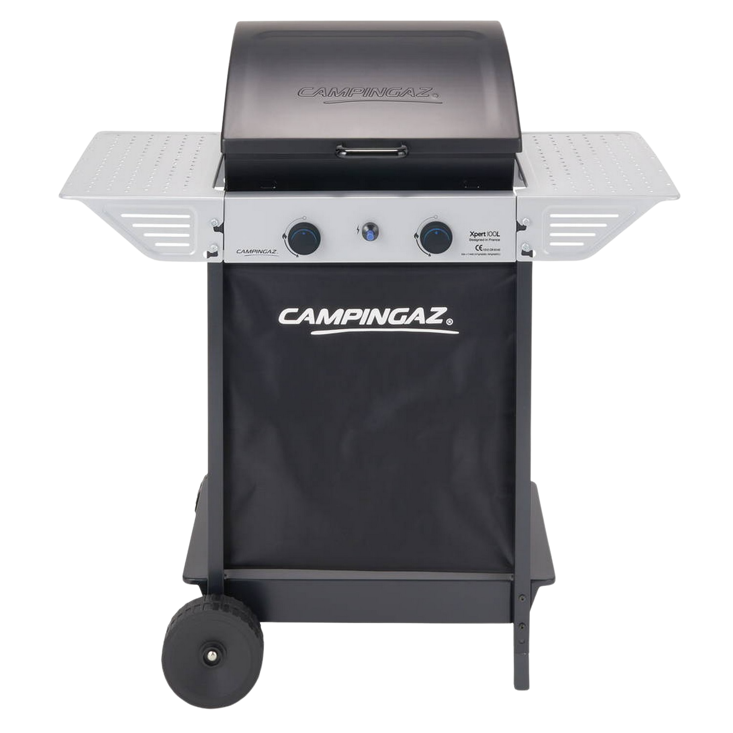 Campingaz Xpert 100 l barbacoa gas parrilla con dos quemadores compactos 7.1 kw de potencia rejilla 2 mesitas auxiliares y carro en acero plus barabacoa 3000004820 127