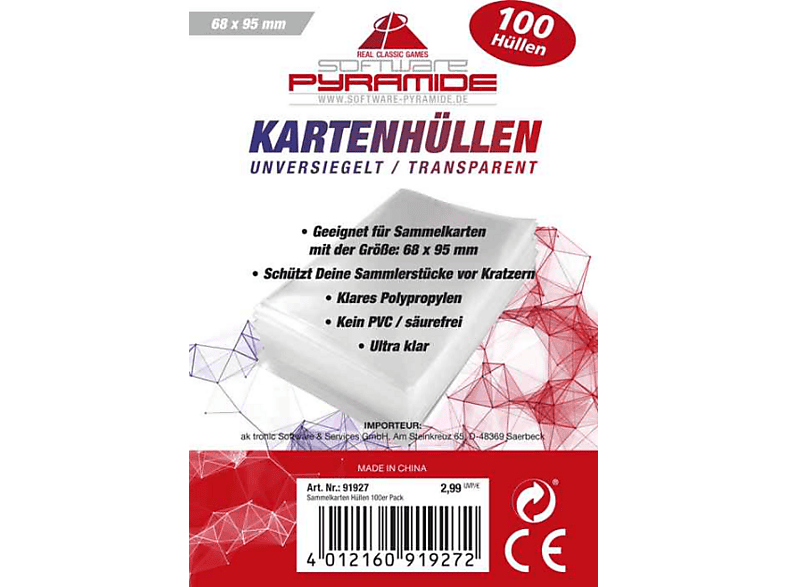 Ak Tronic Sammelkarten Hüllen 68x95 mm 100er Pack