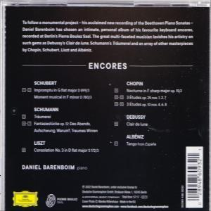 Dos d'un boîtier de CD avec texte sur la musique pour piano et une liste de chansons.