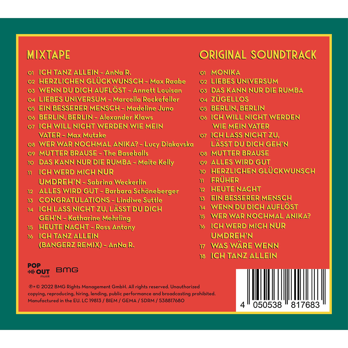 Mixtape- und Original-Soundtrack-Albumcover mit Titellisten.