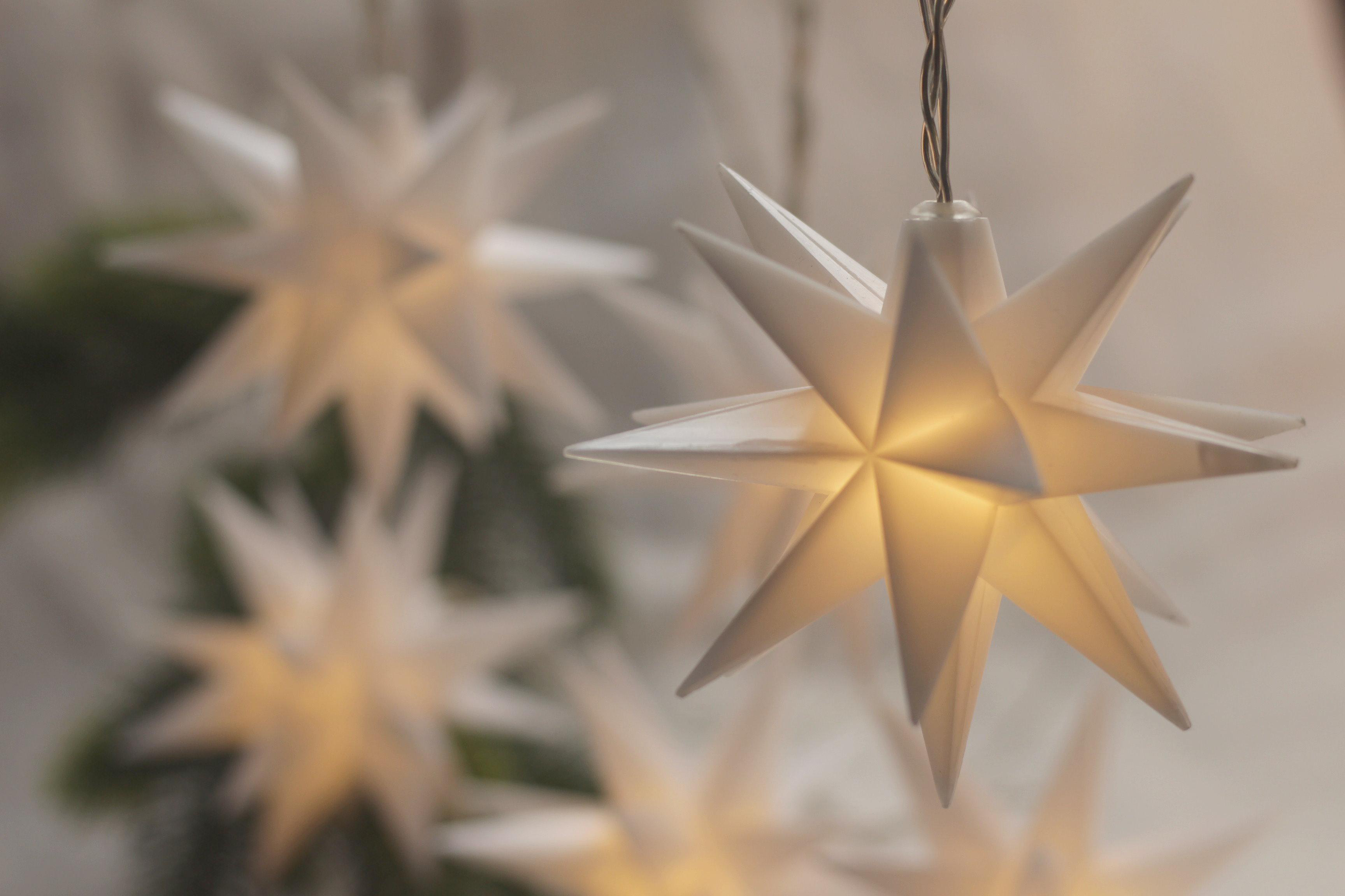 FHS Sternen Lichterkette Beleuchtung, Transparent, Warmweiß