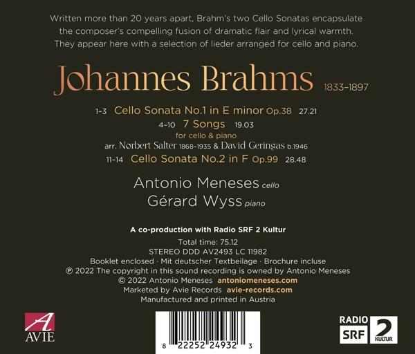Gerard Wyss Antonio Meneses - Cello Sonatas 1,2 And Songs (Arr.)  - (CD)