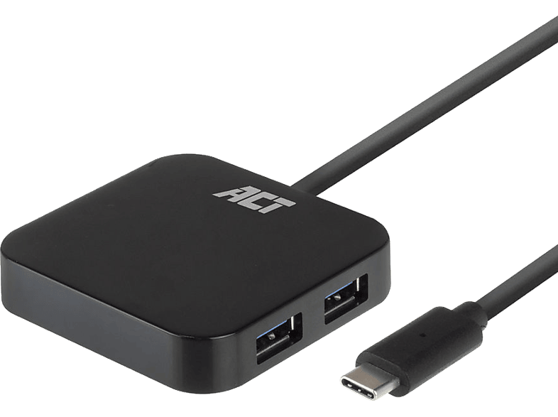 ACT Aktív USB HUB, 4xUSB-A port, Type-C bemenet, tápegység (AC6410)