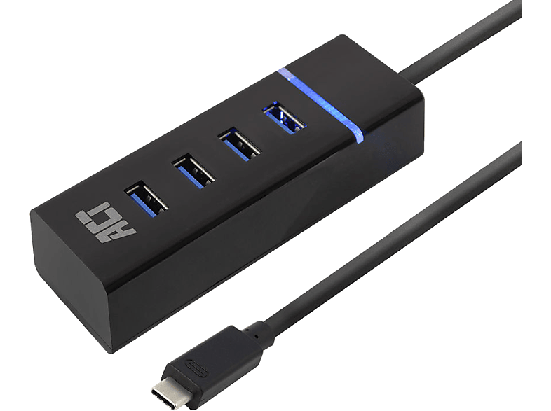 ACT USB Type-C HUB, 4xUSB-A port, 3.2 Gen1 , fekete (AC6415)