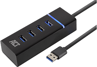 ACT USB HUB, 4xUSB-A port, USB 3.2 Gen1 , fekete (AC6300)