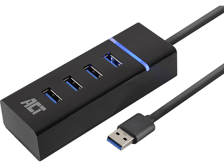 ACT USB HUB, 4xUSB-A port, 3.2 Gen1 , fekete (AC6300)