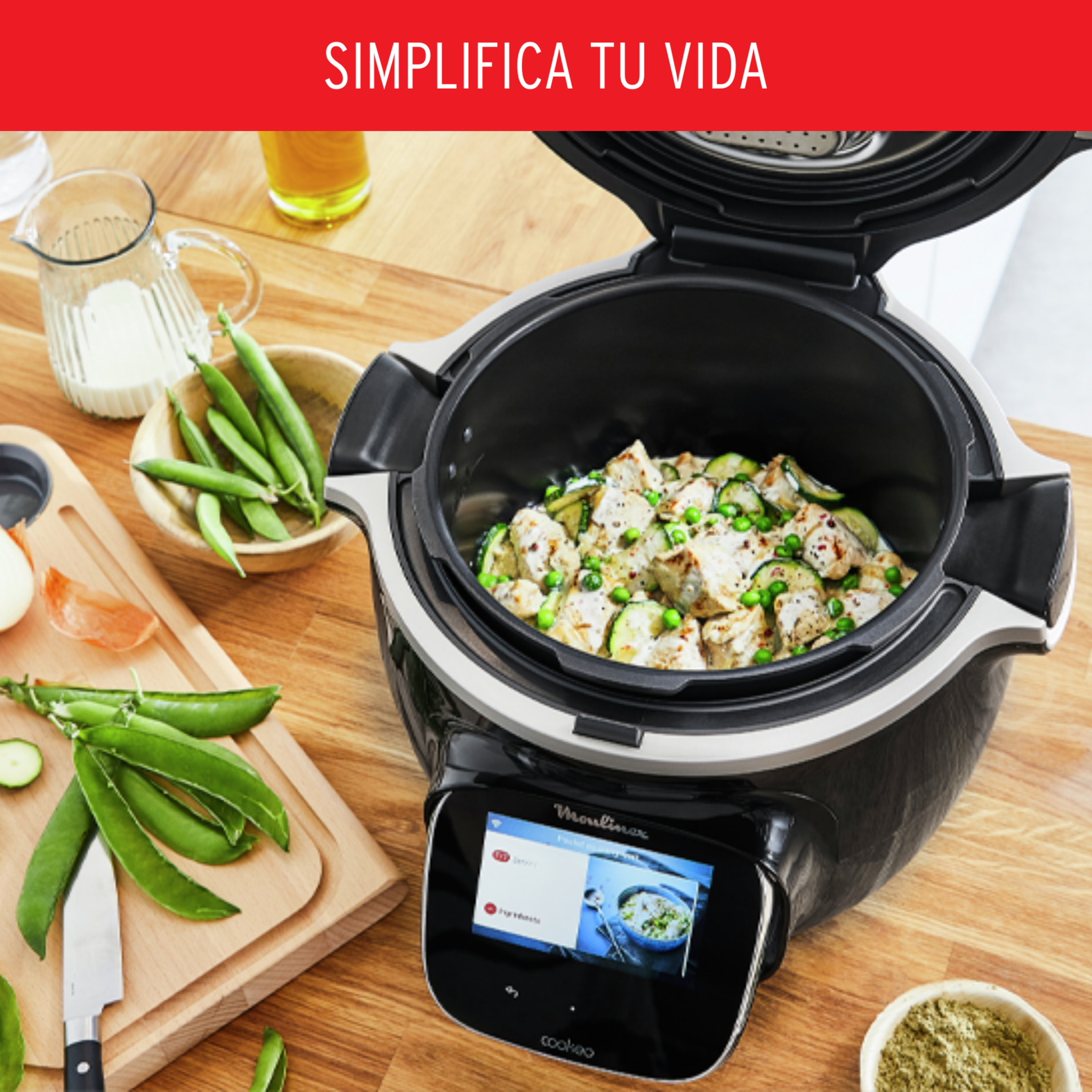 Olla eléctrica - Moulinex Cookeo Touch Wi-Fi, 1600W, Cocinado automático, Pantalla táctil, 250 Recetas, 13 Modos cocción, 6 l, Acero Inoxidable, Negro