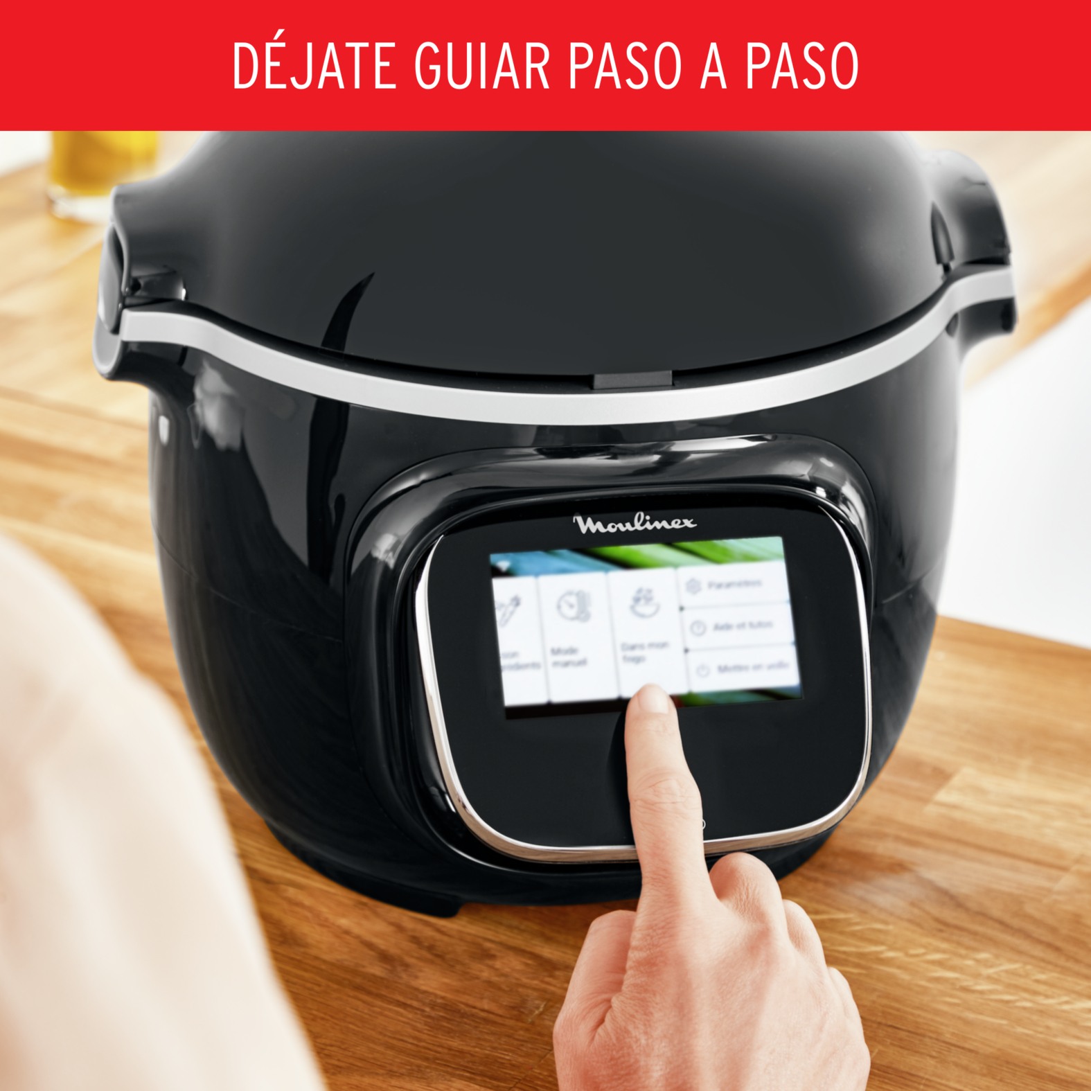 Olla eléctrica - Moulinex Cookeo Touch Wi-Fi, 1600W, Cocinado automático, Pantalla táctil, 250 Recetas, 13 Modos cocción, 6 l, Acero Inoxidable, Negro