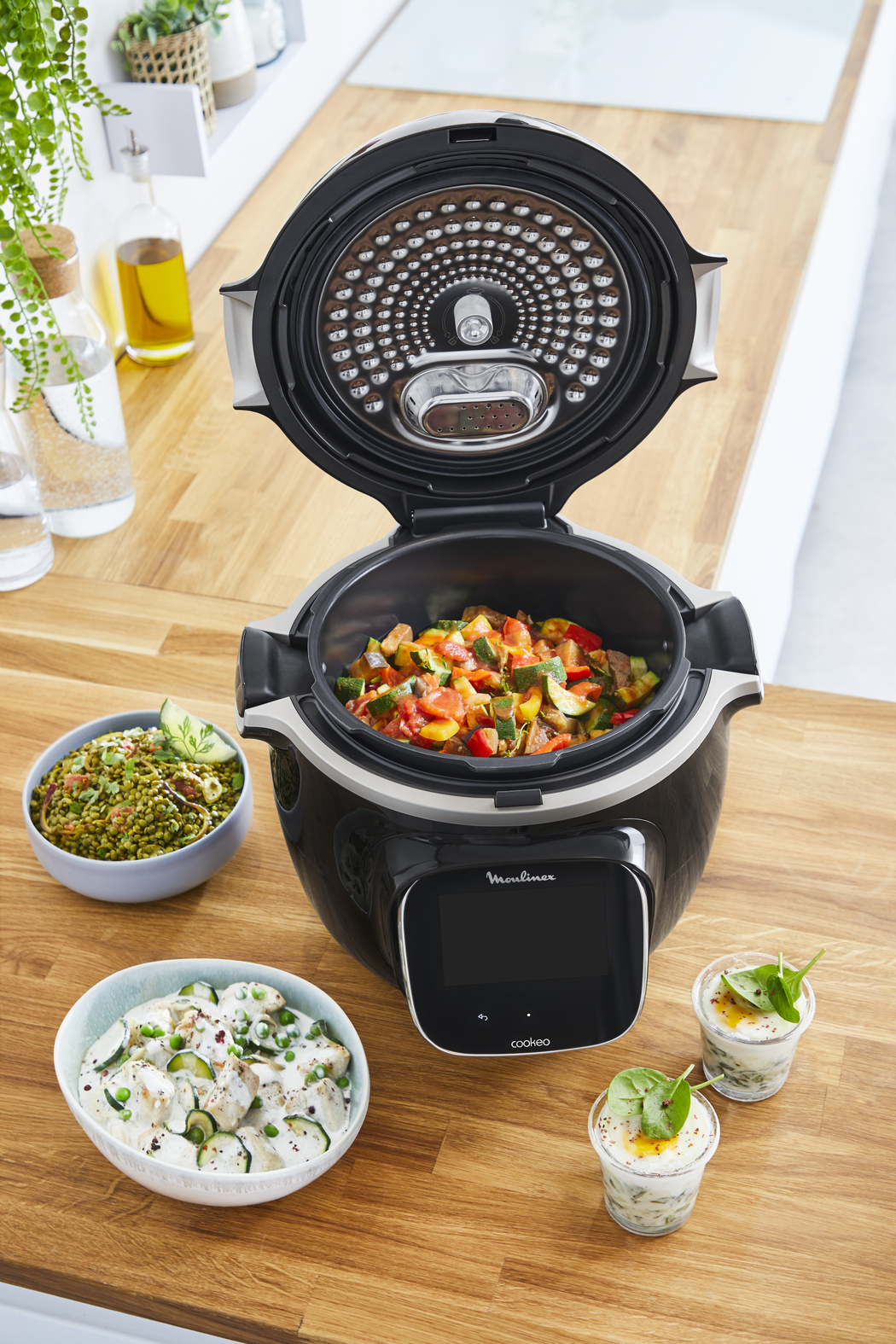 Olla eléctrica - Moulinex Cookeo Touch Wi-Fi, 1600W, Cocinado automático, Pantalla táctil, 250 Recetas, 13 Modos cocción, 6 l, Acero Inoxidable, Negro