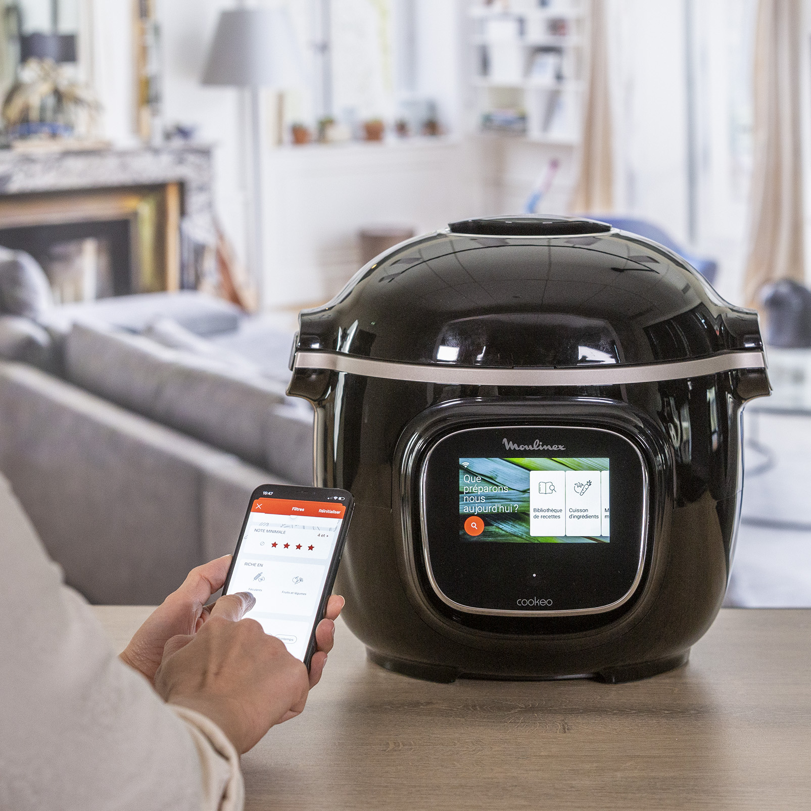 Olla eléctrica - Moulinex Cookeo Touch Wi-Fi, 1600W, Cocinado automático, Pantalla táctil, 250 Recetas, 13 Modos cocción, 6 l, Acero Inoxidable, Negro