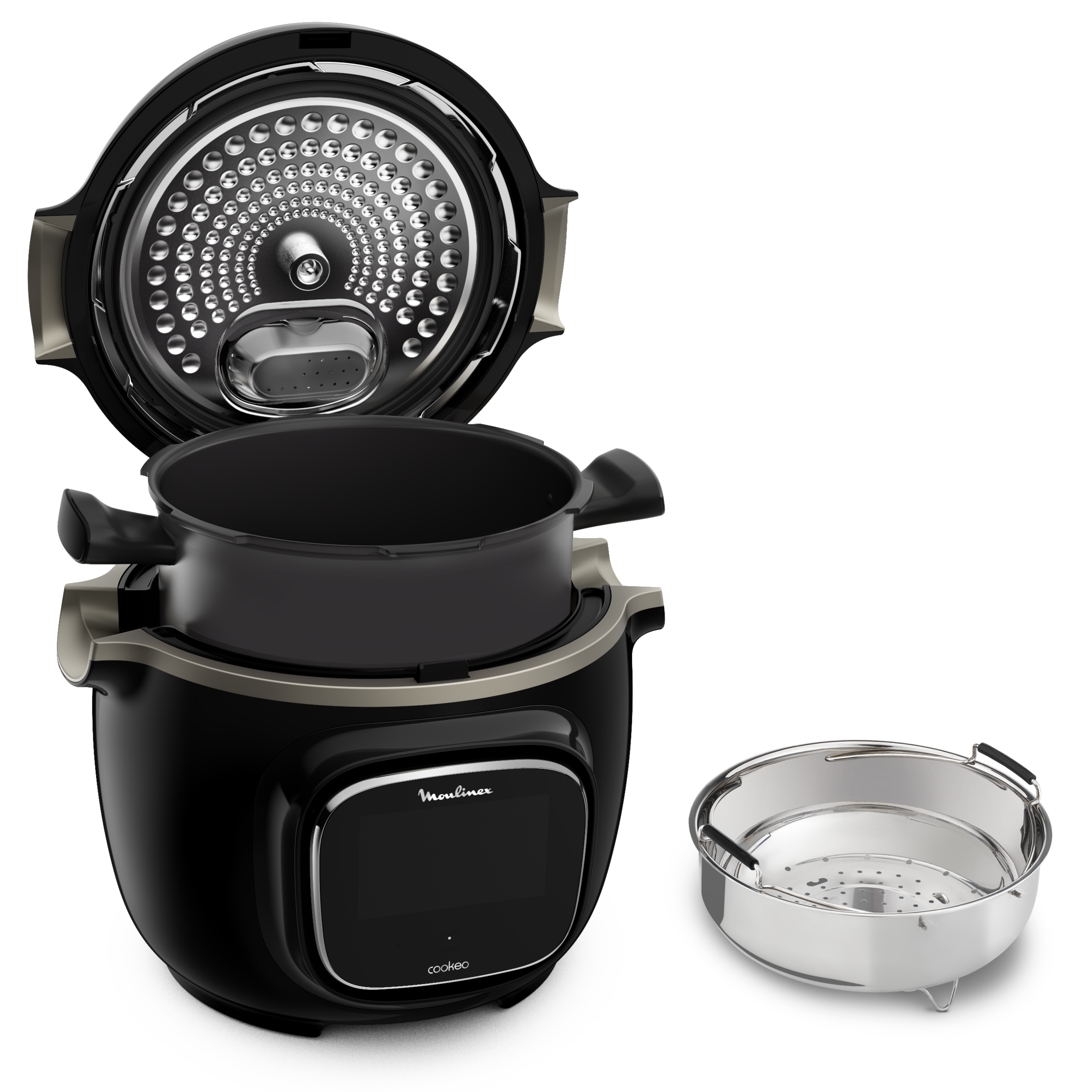Olla eléctrica - Moulinex Cookeo Touch Wi-Fi, 1600W, Cocinado automático, Pantalla táctil, 250 Recetas, 13 Modos cocción, 6 l, Acero Inoxidable, Negro