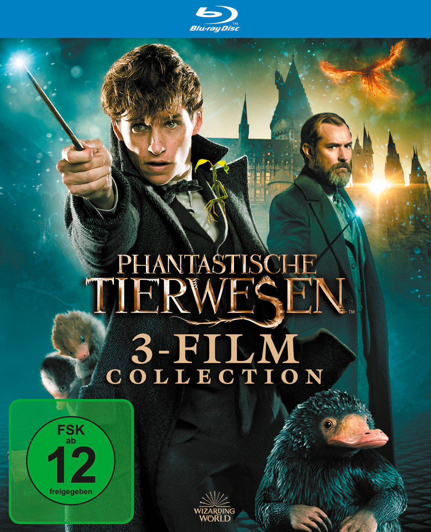 Eine Blu-ray-Hülle mit einem Filmplakat mit drei Charakteren.