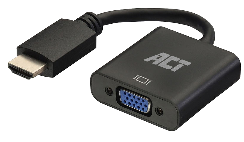 ACT HDMI (apa) - VGA (anya) átalakító, 3,5 mm jack kimenet, maximális felbontás: 1920x1200 (AC7535)