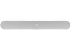 A white soundbar with the word 'SONOS' visible. The soundbar is a solid white color.