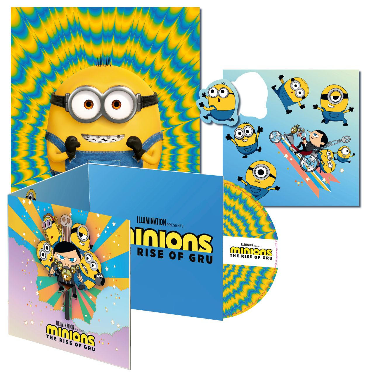 Minions Rise of Gru boxset, met posters en cd.