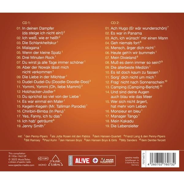 CD-Hülle mit Text auf Deutsch, einschließlich CD 1 und CD 2 sowie den Namen von Liedern und Künstlern.