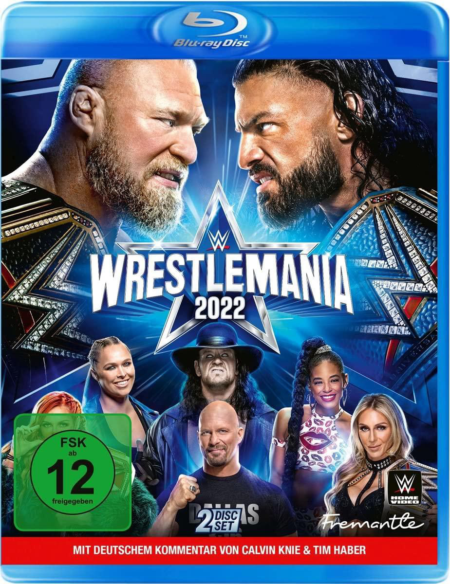 Wrestlemania 2022 Blu-ray Cover mit Wrestlern.